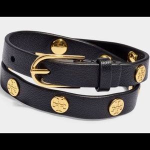 Tory Burch Double-Wrap Logo Stud bracelet